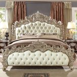 Homey Design HD-8017 Eastern King Bed in Metallic Silver