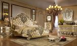 Homey Design HD-8022 4pc California King Bedroom Set in Belle Silver