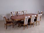 European Furniture Maggiolini 9pc Dining Table Set in Antique Silver/Natural