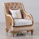 European Furniture Rosabella Chair in Antique Beige and Antique Dark Gold