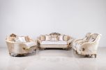 European Furniture Rosabella 3pc Livingroom Set in Antique Beige and Antique Dark Gold