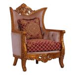 European Furniture Modigliani Chair in Red-Gold Fabric