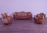 European Furniture Modigliani 3pc Livingroom Set in Red-Gold Fabric