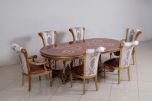 European Furniture Valentina 7pc Dining Table Set in Antique Silver/Natural
