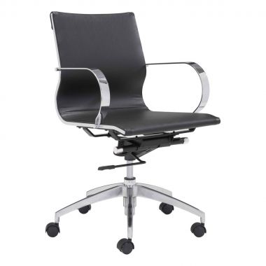 Zuo Modern Glider Low Back Office Chair, Black