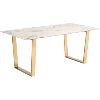 Zuo Modern Atlas Dining Table in Stone and Gold