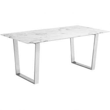 Zuo Modern Atlas Dining Table in Stone and Stainless Steel