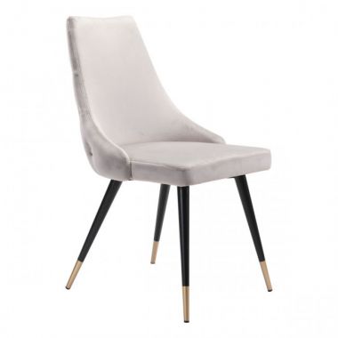 Zuo Modern Piccolo Dining Chair in Gray Velvet - Set of 2