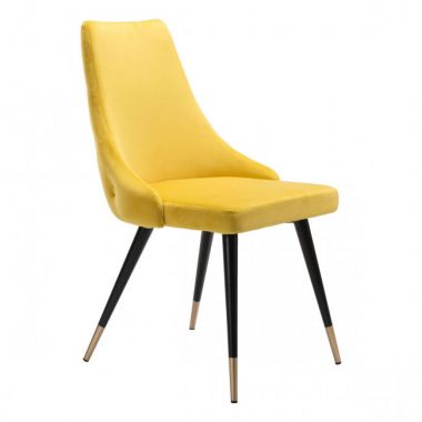 Zuo Modern Piccolo Dining Chair in Yellow Velvet - Set of 2