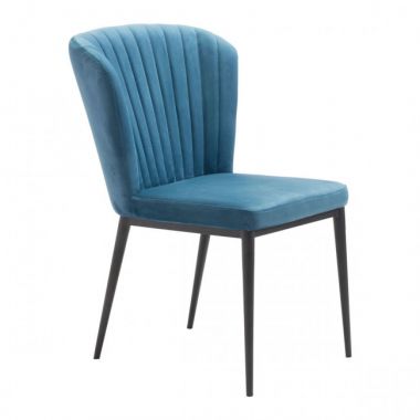 Zuo Modern Tolivere Dining Chair in Blue Velvet - Set of 2