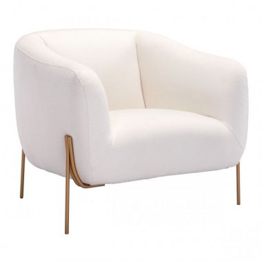 Zuo Modern Micaela Arm Chair in Ivory & Gold