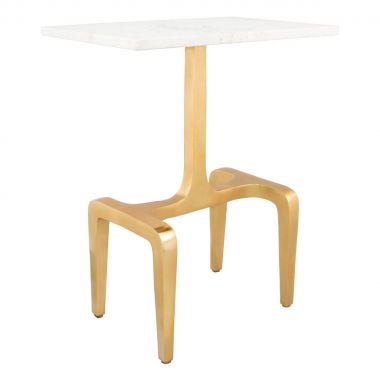 Zuo Modern Clement Side Table in White & Gold