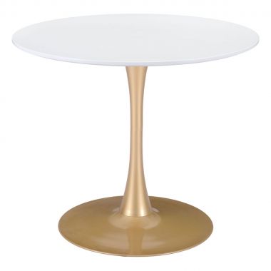 Zuo Modern Opus Dining Table in White & Gold