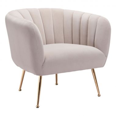 Zuo Modern Deco Accent Chair in Beige & Gold
