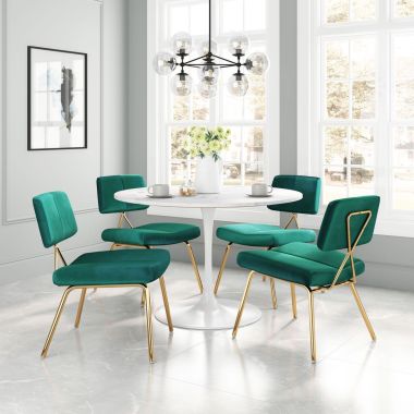Zuo Modern Phoenix-Nicole 5pc Dining Set in White and Green