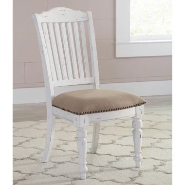 Coaster Simpson Slat Back Side Chairs in Barley and Vintage White - Set of 2