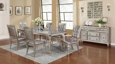 Coaster Danette 7pc Dining Table Set in Metallic Platinum