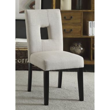 Coaster Andenne Upholstered Side Chair with Square Cutout Seat Back in Beige - Set of 2