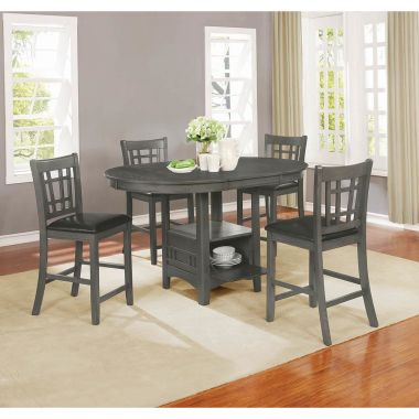 Coaster Lavon 5pc Oval Counter Height Set Table in Medium Grey
