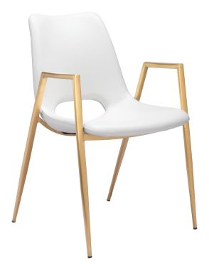 Zuo Modern Desi Dining Chair in White and Gold - Set of 2