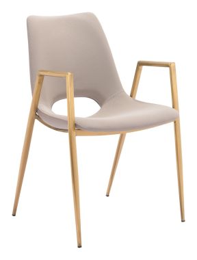 Zuo Modern Desi Dining Chair in Beige and Gold - Set of 2