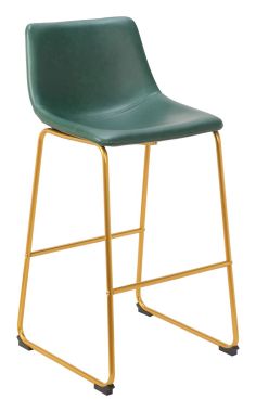 Zuo Modern Augusta Barstool in Green and Gold