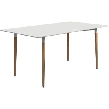 Coaster Breckenridge Rectangle Dining Table in Matte White and Natural Oak