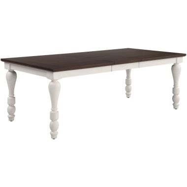 Coaster Madelyn Dining Table with Extension Leaf in Dark Cocoa and Coastal in White