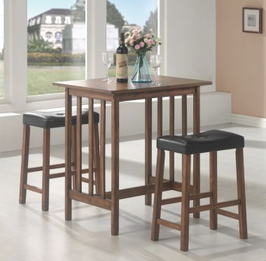 Coaster 130004 3Pc Counter Height Set in Nut Brown