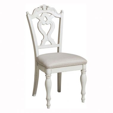 Homelegance Cinderella Writing Desk Chair in Antique White with Gray Rub-Through