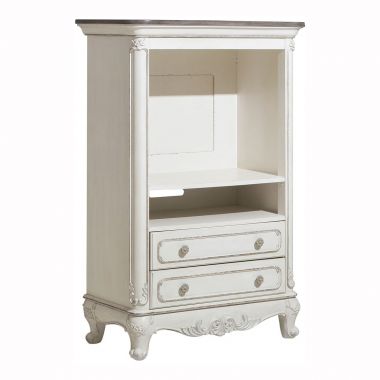 Homelegance Cinderella Armoire in Antique White with Gray Rub-Through