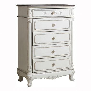 Homelegance Cinderella Chest in Antique White with Gray Rub-Through