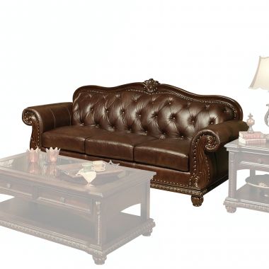 ACME Anondale Sofa in Cherry Top Grain Leather Match - AC-15030