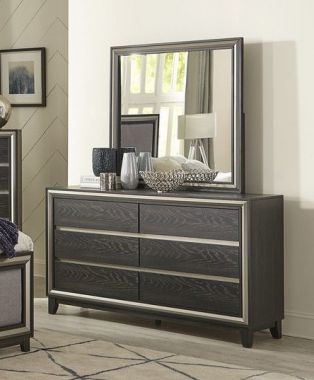 Homelegance Grant Dresser with Mirror in Ebony and Silver