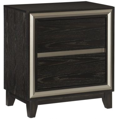 Homelegance Grant Nightstand in Ebony and Silver