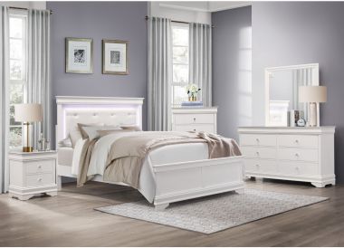 Homelegance Lana 4pc Twin Bedroom Set with LED Lighting in White