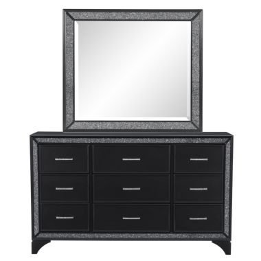 Homelegance Salon Dresser with Mirror in Pearl Black Metallic