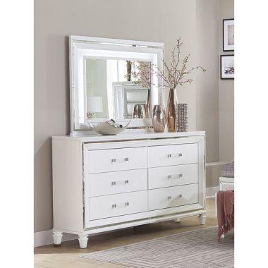 Homelegance Tamsin Dresser with Mirror in White Metallic
