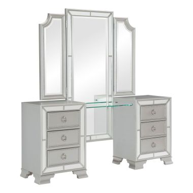 Homelegance Avondale Vanity Desk & Mirror in Silver