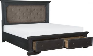 Homelegance Bolingbrook California King Platform Bed with Footboard Storage in Wire Brushed Coffee