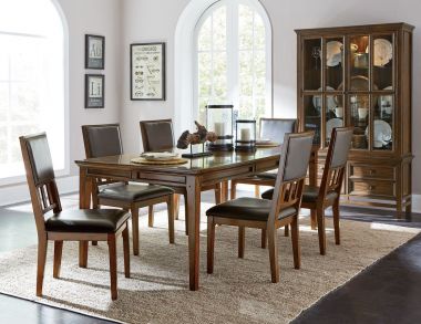 Homelegance Frazier Park 7pc Dining Table Set in Brown Cherry