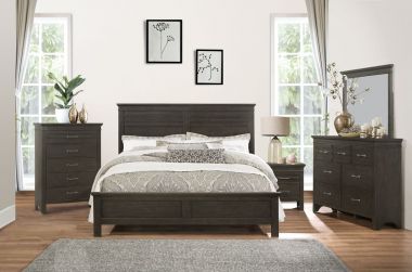 Homelegance Blaire Farm 4pc Eastern King Bedroom Set in Charcoal Gray