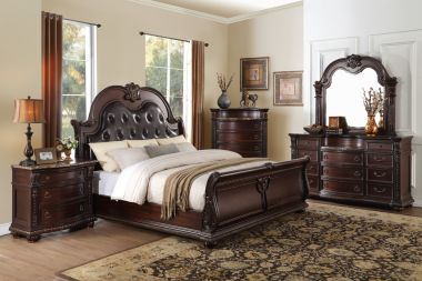 Homelegance Cavalier 4pc California King Bedroom Set in Dark Cherry