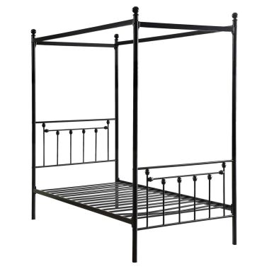 Homelegance Chelone Twin Canopy Metal Bed, Round Post in Black