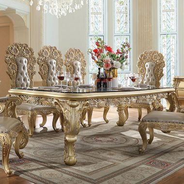 Homey Design HD-1801 Long Dining Table in Metallic Antique Gold