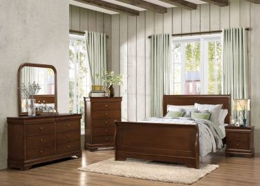 Homelegance Abbeville 4pc California King Sleigh Bedroom Set in Brown Cherry