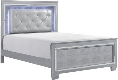 Homelegance Allura California King Bed with Led Headboard in Silver