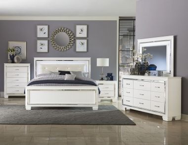 Homelegance Allura 4pc Queen Bedroom Set, in White