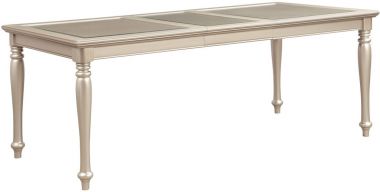 Homelegance Celandine Dining Table with Glass Inserts in Silver