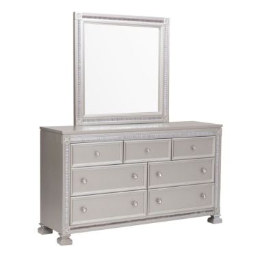 Homelegance Bevelle Dresser with Mirror in Silver